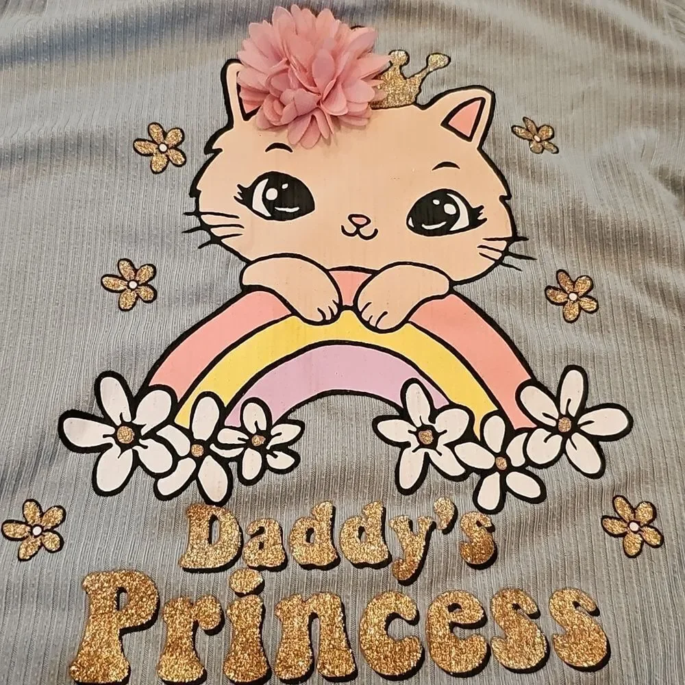 Daddy's Princess Ribbed T Shirt Size 4 - Picture 7 of 8